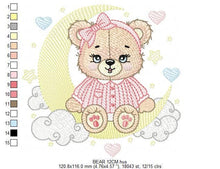 Carica l&#39;immagine nel visualizzatore di Gallery, Girl Bear with pajamas embroidery designs - Moon embroidery design machine embroidery pattern - Female teddy bear - instant download pes jef
