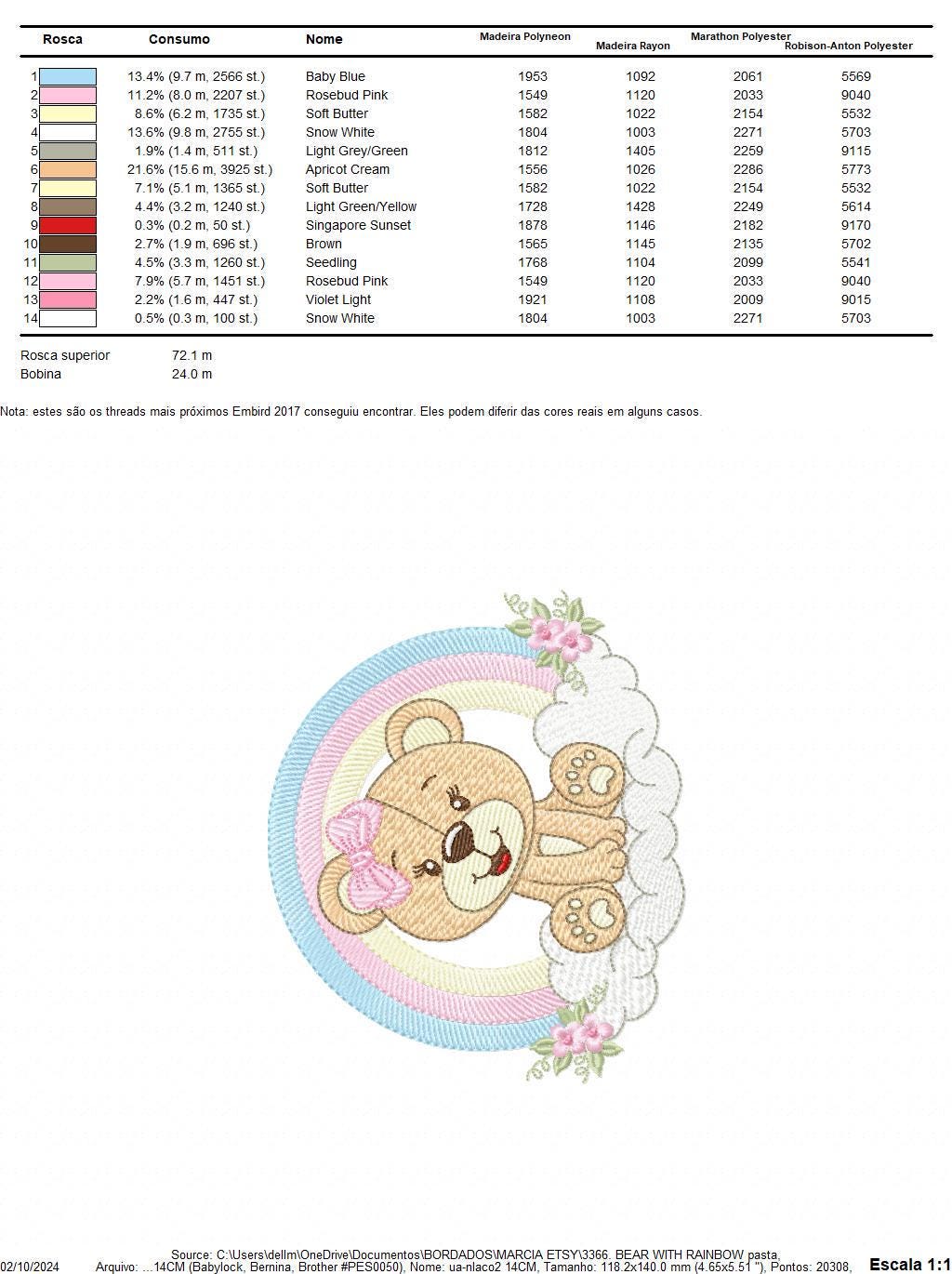 Bear with rainbow embroidery designs - Female Teddy with lace and flowers embroidery design machine embroidery pattern - instant download