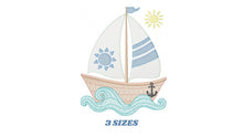 Cargar imagen en el visor de la galería, Boat embroidery designs - Sailboat embroidery design machine embroidery pattern - Sea Ocean Nautical embroidery file - instant download pes
