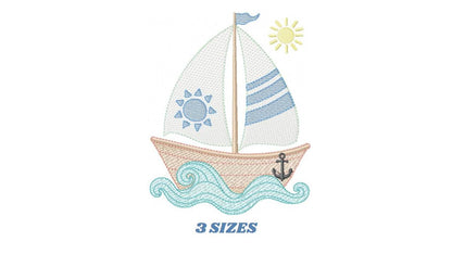 Boat embroidery designs - Sailboat embroidery design machine embroidery pattern - Sea Ocean Nautical embroidery file - instant download pes