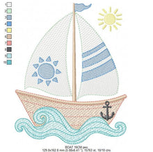 Cargar imagen en el visor de la galería, Boat embroidery designs - Sailboat embroidery design machine embroidery pattern - Sea Ocean Nautical embroidery file - instant download pes
