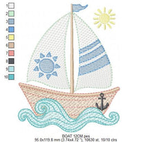 Cargar imagen en el visor de la galería, Boat embroidery designs - Sailboat embroidery design machine embroidery pattern - Sea Ocean Nautical embroidery file - instant download pes
