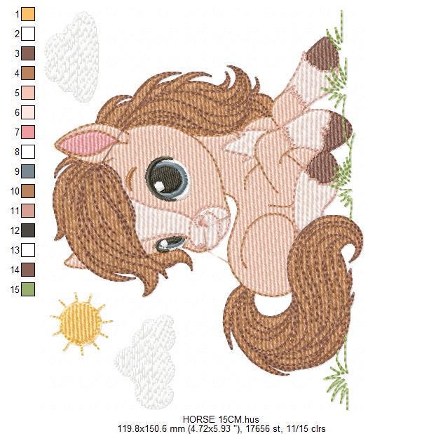 Laying Horse embroidery design - Farm animal embroidery designs machine embroidery pattern - Horse Ranch embroidery file - instant download