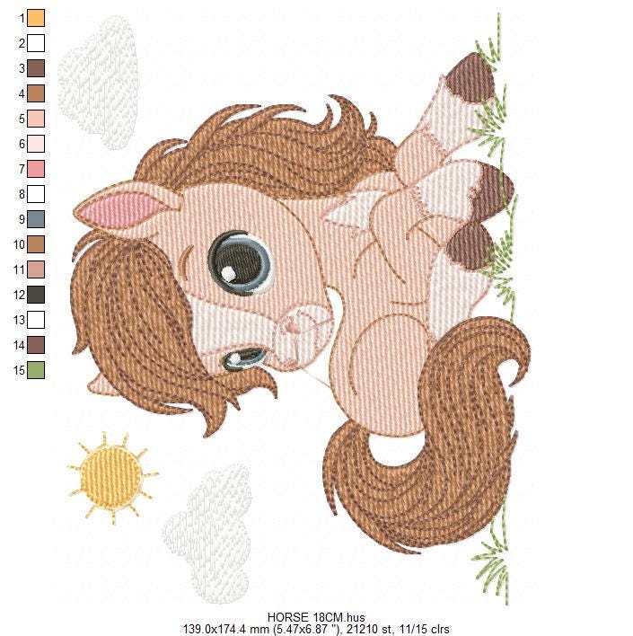 Laying Horse embroidery design - Farm animal embroidery designs machine embroidery pattern - Horse Ranch embroidery file - instant download
