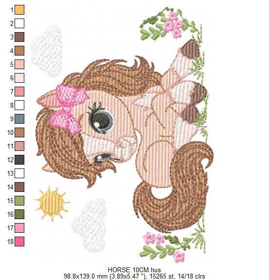 Laying Horse embroidery design - Farm animal embroidery designs machine embroidery pattern - Horse Ranch embroidery file - instant download