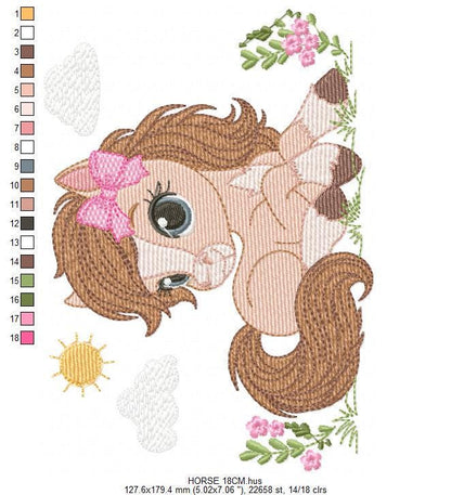 Laying Horse embroidery design - Farm animal embroidery designs machine embroidery pattern - Horse Ranch embroidery file - instant download