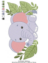 Laden Sie das Bild in den Galerie-Viewer, Baby Elephant embroidery designs - Safari Animal embroidery design machine embroidery pattern - Baby boy embroidery file - instant download
