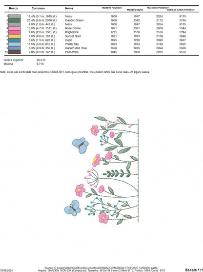 Flower garden embroidery designs - Butterfly embroidery design machine embroidery pattern - Kitchen towel embroidery file - instant download