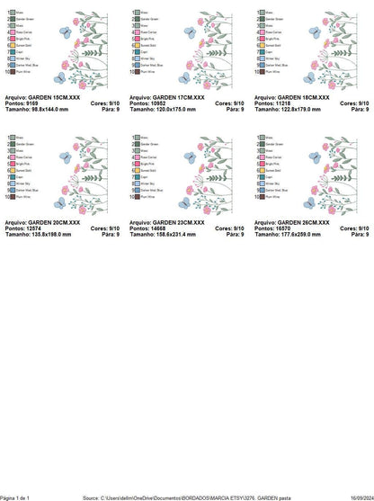 Flower garden embroidery designs - Butterfly embroidery design machine embroidery pattern - Kitchen towel embroidery file - instant download