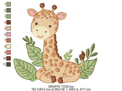 Seating Giraffe embroidery design - Safari Wild Animal embroidery designs machine embroidery pattern - Instant download digital pes jef file