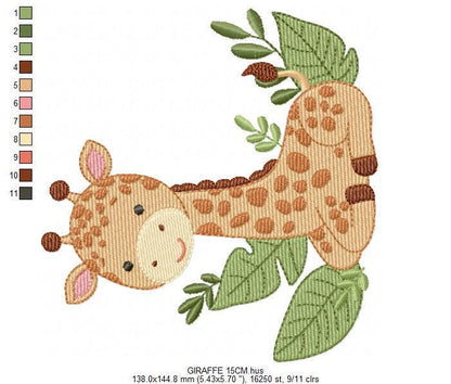 Seating Giraffe embroidery design - Safari Wild Animal embroidery designs machine embroidery pattern - Instant download digital pes jef file