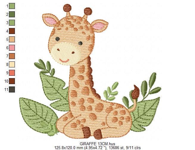 Seating Giraffe embroidery design - Safari Wild Animal embroidery designs machine embroidery pattern - Instant download digital pes jef file