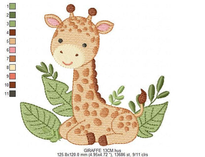 Seating Giraffe embroidery design - Safari Wild Animal embroidery designs machine embroidery pattern - Instant download digital pes jef file