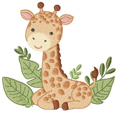 Seating Giraffe embroidery design - Safari Wild Animal embroidery designs machine embroidery pattern - Instant download digital pes jef file