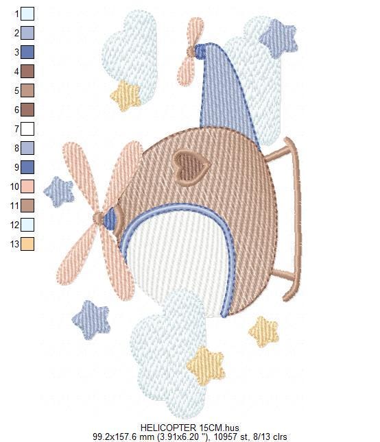 Helicopter embroidery designs - Chopper embroidery design machine embroidery pattern - Helicopter in the Sky embroidery - instant download