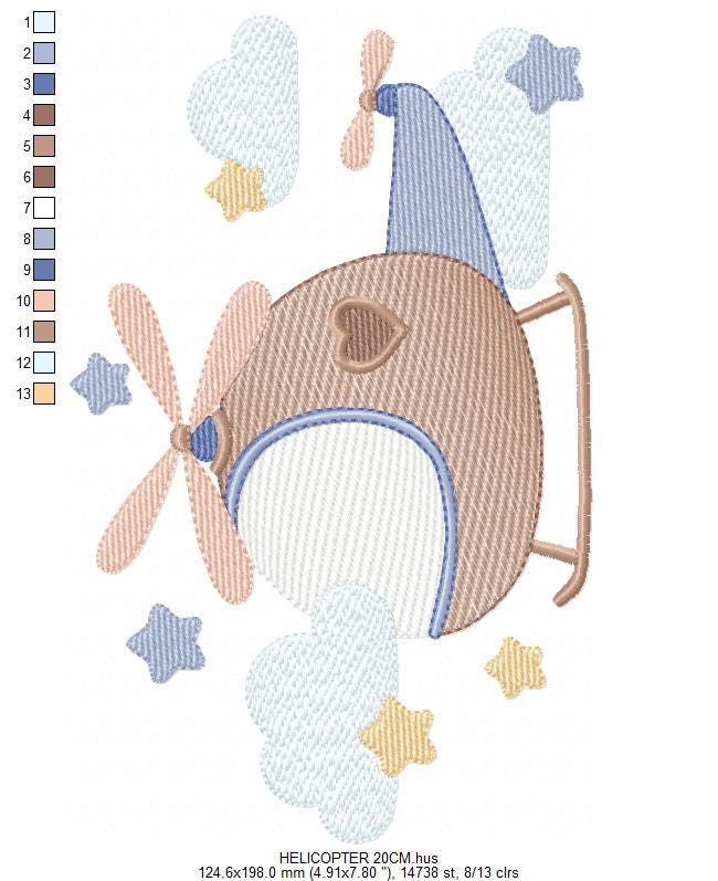 Helicopter embroidery designs - Chopper embroidery design machine embroidery pattern - Helicopter in the Sky embroidery - instant download
