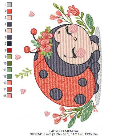 Ladybug embroidery designs - Garden Animal embroidery design machine embroidery pattern - Insect life embroidery file - instant download