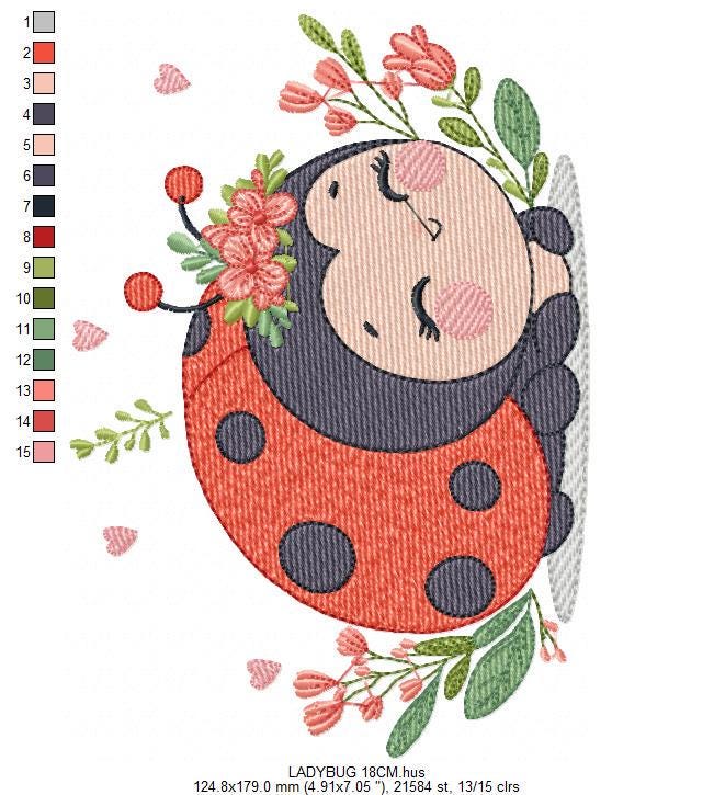 Ladybug embroidery designs - Garden Animal embroidery design machine embroidery pattern - Insect life embroidery file - instant download