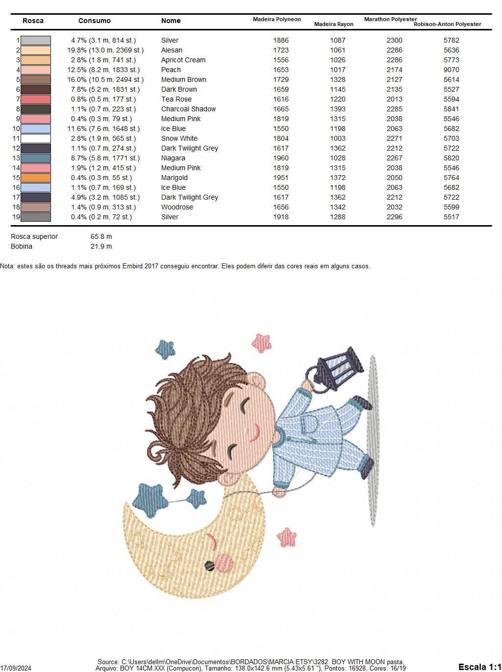 Boy with moon and lamp embroidery design - Half moon embroidery design machine embroidery pattern - Boy embroidery file - instant download