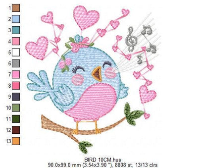 Singing Bird embroidery designs - Birds embroidery design machine embroidery pattern - Spring garden embroidery file - instant download pes