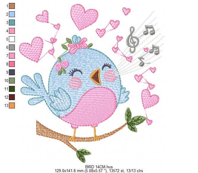 Singing Bird embroidery designs - Birds embroidery design machine embroidery pattern - Spring garden embroidery file - instant download pes