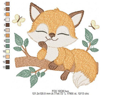 Fox embroidery designs - Red Fox embroidery design machine embroidery pattern - Woodland Animal embroidery file - instant download pes jef