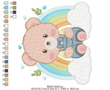 Load image into Gallery viewer, Bear with rainbow embroidery designs - Male Teddy embroidery design machine embroidery pattern - Boy embroidery file - instant download pes
