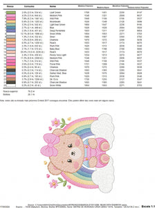 Bear with rainbow embroidery designs - Female Teddy embroidery design machine embroidery pattern - Girl embroidery file - instant download