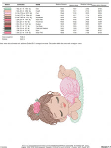 Sleeping girl with roses embroidery designs - Baby Girl with dress embroidery design machine embroidery pattern - instant download pes jef