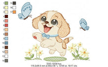 Laden Sie das Bild in den Galerie-Viewer, Male Dog embroidery designs - Happy running dog embroidery design machine embroidery pattern - Puppy embroidery file - instant download pes
