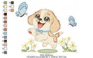 Male Dog embroidery designs - Happy running dog embroidery design machine embroidery pattern - Puppy embroidery file - instant download pes