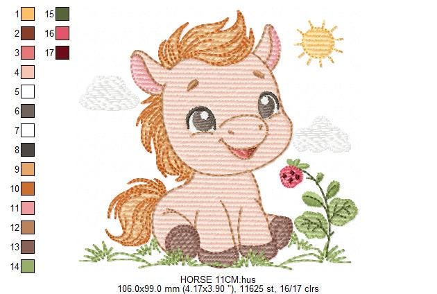 Smiling Horse embroidery design - Farm animal embroidery designs machine embroidery pattern - Horse Ranch embroidery file - instant download