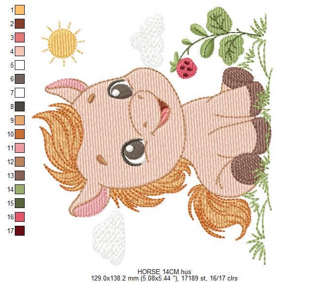 Smiling Horse embroidery design - Farm animal embroidery designs machine embroidery pattern - Horse Ranch embroidery file - instant download