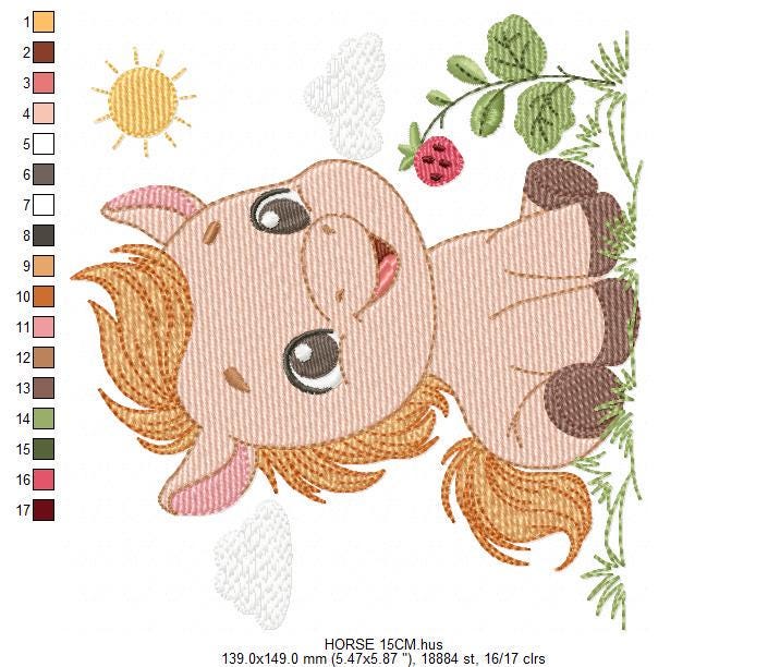 Smiling Horse embroidery design - Farm animal embroidery designs machine embroidery pattern - Horse Ranch embroidery file - instant download