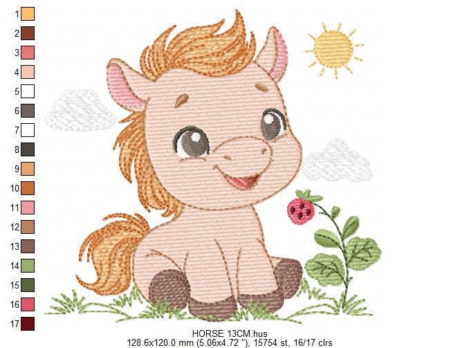 Smiling Horse embroidery design - Farm animal embroidery designs machine embroidery pattern - Horse Ranch embroidery file - instant download