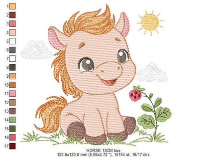 Smiling Horse embroidery design - Farm animal embroidery designs machine embroidery pattern - Horse Ranch embroidery file - instant download