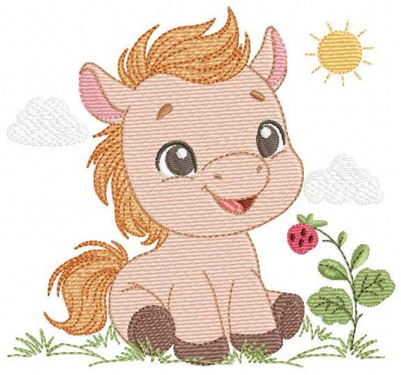 Smiling Horse embroidery design - Farm animal embroidery designs machine embroidery pattern - Horse Ranch embroidery file - instant download