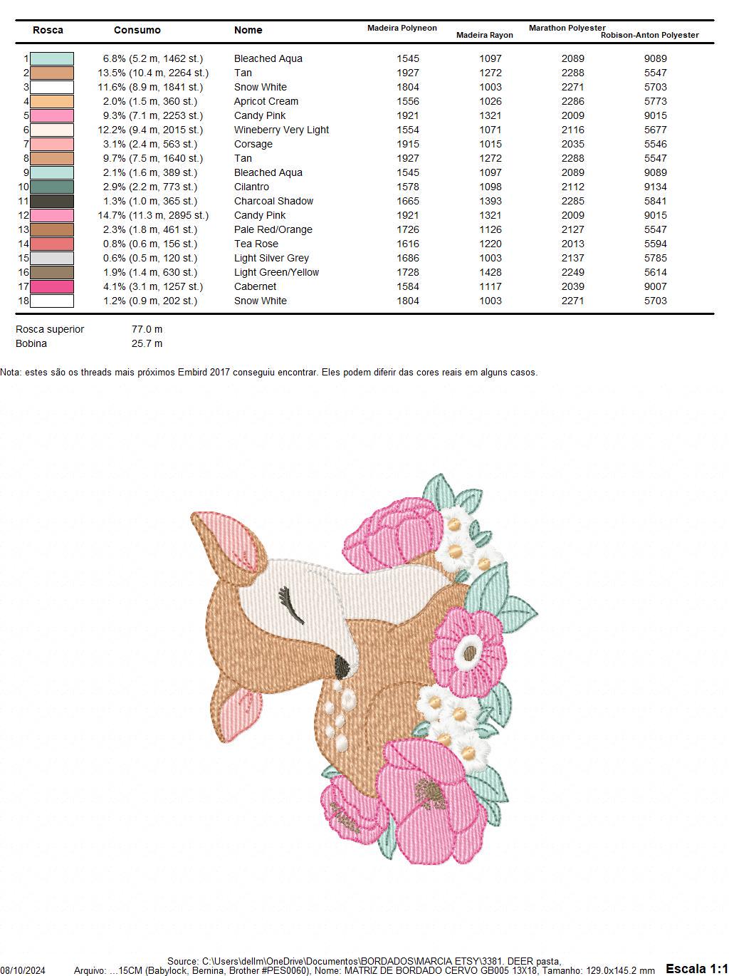 Deer with flowers embroidery design - Sleeping Florest Animal embroidery designs machine embroidery pattern - Instant download pes jef dst