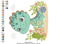 Load image into Gallery viewer, Dinosaur embroidery designs - Dino embroidery design machine embroidery pattern - Brontosaurus embroidery file - instant download pes jef
