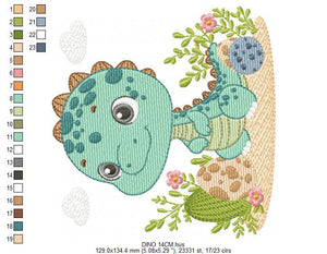 Dinosaur embroidery designs - Dino embroidery design machine embroidery pattern - Brontosaurus embroidery file - instant download pes jef