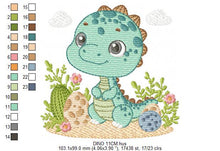 Load image into Gallery viewer, Dinosaur embroidery designs - Dino embroidery design machine embroidery pattern - Brontosaurus embroidery file - instant download pes jef
