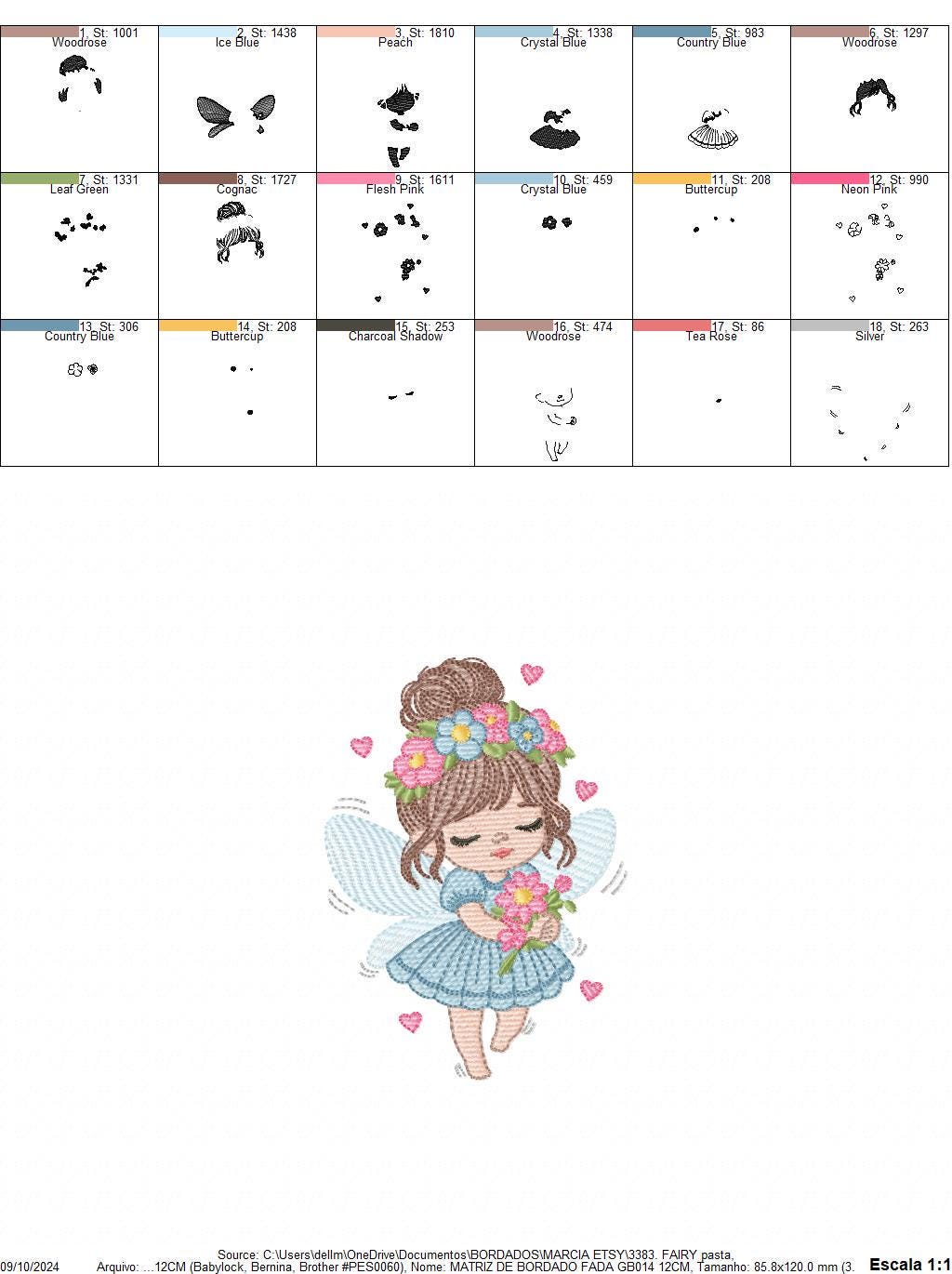 Fairy with flowers embroidery designs - Baby girl embroidery design machine embroidery pattern - Pixie embroidery file - Instant Download