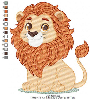 Lion embroidery designs - Safari wild animal embroidery design machine embroidery pattern - Africa Lion king - instant download pes jef dst