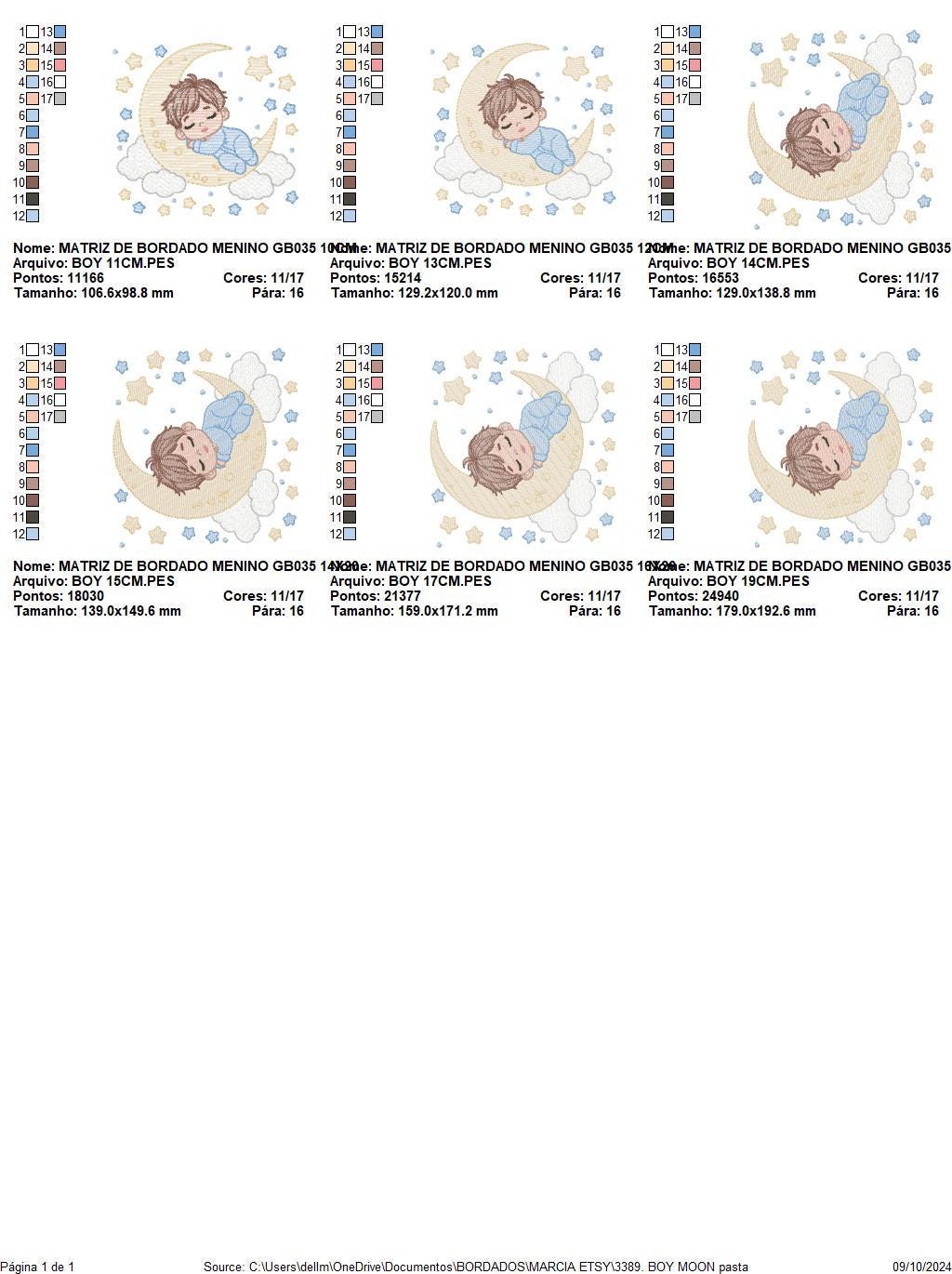 Boy sleeping in the moon embroidery design - Half moon with clouds and stars embroidery design machine embroidery pattern - instant download