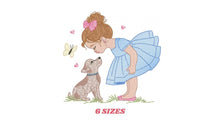 Cargar imagen en el visor de la galería, Girl with dog embroidery designs - Dog embroidery design machine embroidery pattern - Girl with puppy embroidery file - instant download jef
