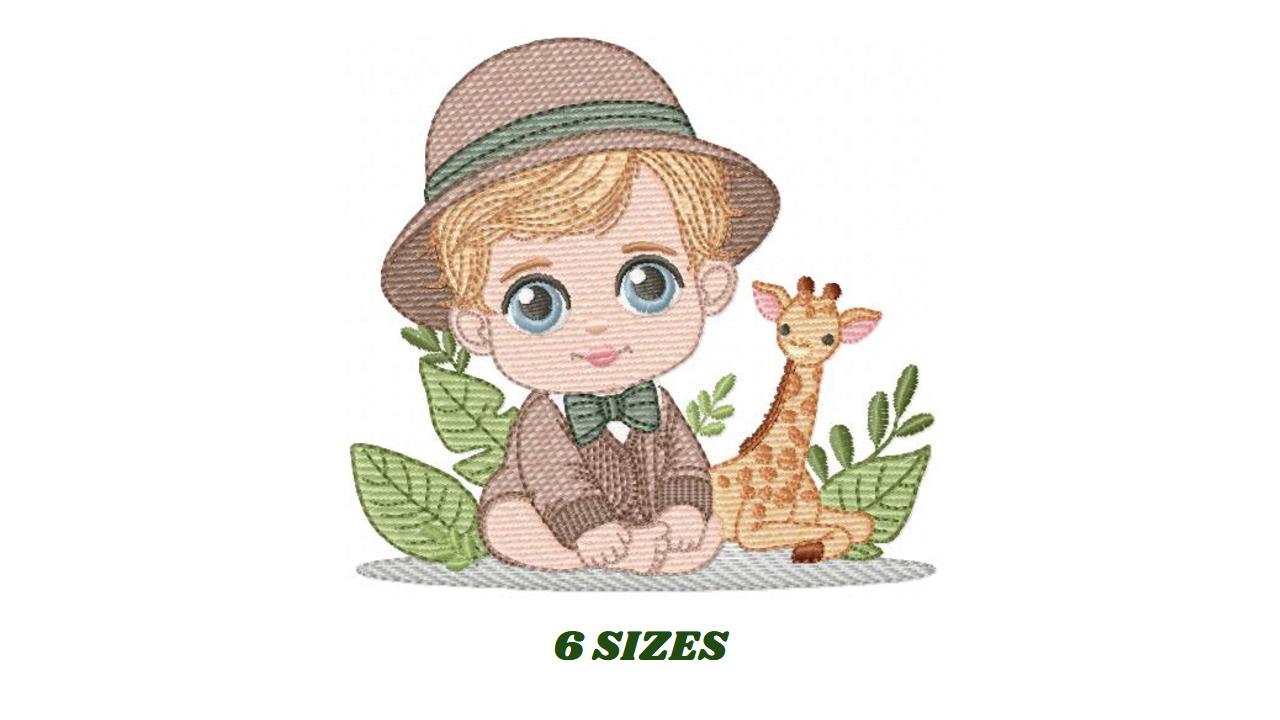 Safari Baby Boy embroidery designs - Explorer baby boy embroidery design machine embroidery pattern - Giraffe embroidery - instant download