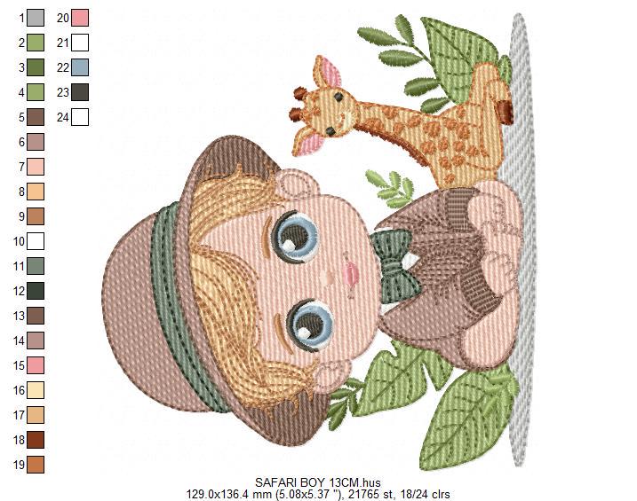 Safari Baby Boy embroidery designs - Explorer baby boy embroidery design machine embroidery pattern - Giraffe embroidery - instant download