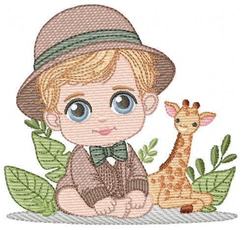 Safari Baby Boy embroidery designs - Explorer baby boy embroidery design machine embroidery pattern - Giraffe embroidery - instant download