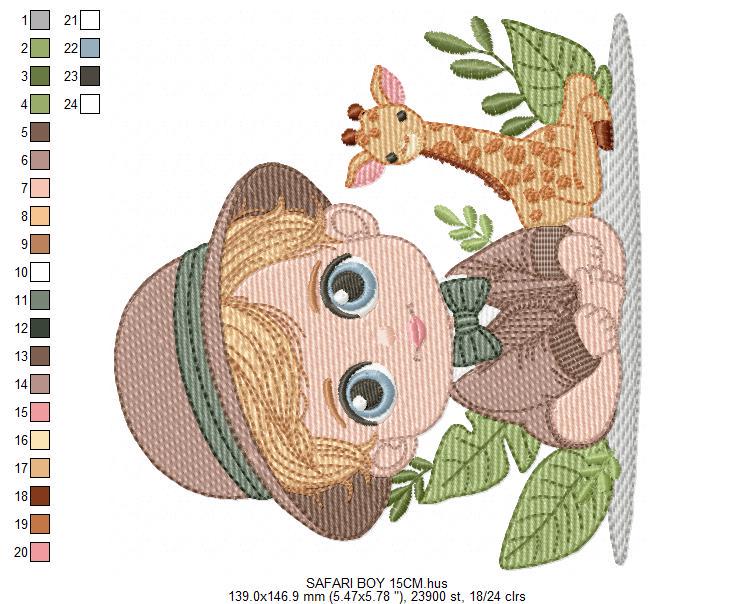 Safari Baby Boy embroidery designs - Explorer baby boy embroidery design machine embroidery pattern - Giraffe embroidery - instant download