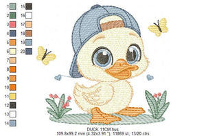 Duck with cap embroidery design - Lake water animal embroidery designs machine embroidery pattern - Baby boy Children - instant download pes